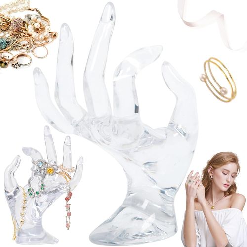 Support D'affichage De Bijoux De Main, Porte Bague Main Support De Bijoux De Bracelets Support De Main De Forme Ok Affichage, Presentoir Bijoux Modle De Main(Transparent)
