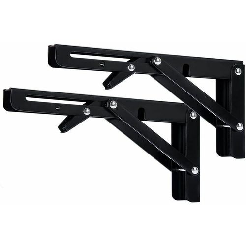 Support D' Etageres Pliable 300mm Equerre Pliante Etagere Murale Support Pliante Robuste Noir Support Console Pliable Pour Table Etagere Murale Porteur Noir 2pcs Goodnice