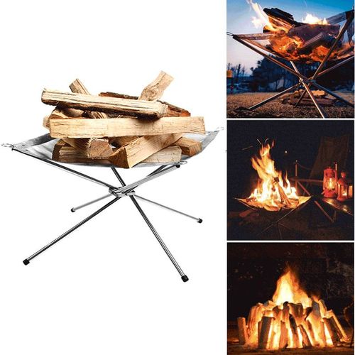 Support de barbecue Contractile Portable, support de feu Portable d'extrieur, grille de Table pliante, pointe en acier inoxydable, pole  charbon