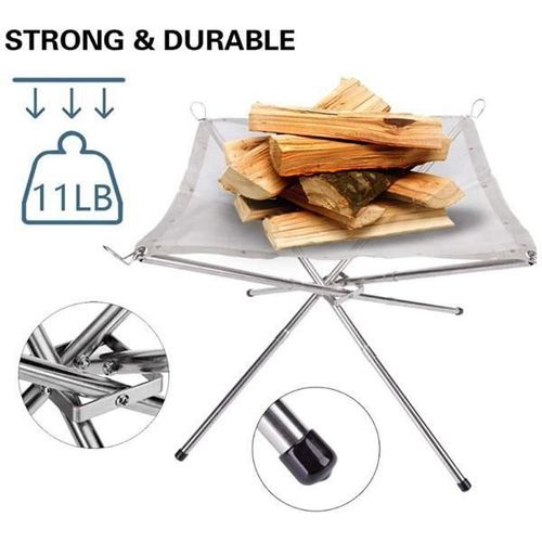 Support de barbecue Contractile Portable, support de feu Portable d'extrieur, grille de Table pliante, pointe en acier inoxydable, pole  charbon