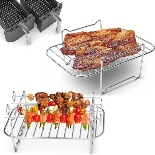 Support De Friteuse  Air,2 Pcs,Accessoires pour Friteuse  Air Comprim,304 Acier Inoxydable,24 * 17 * 9.5cm