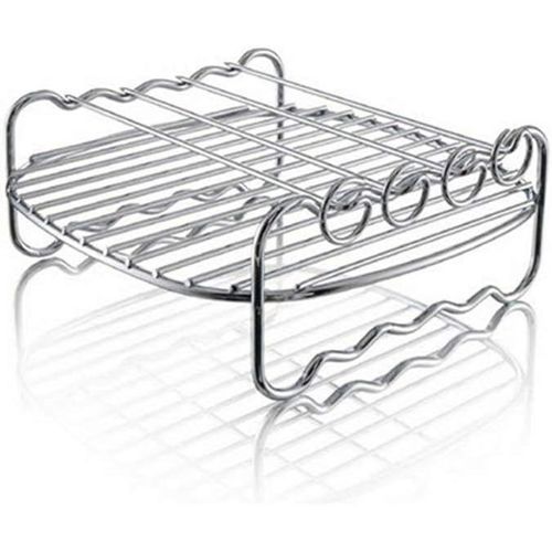 Support de friteuse  air-HD9904/00-Double couche-Grille de friteuse  air avec brochettes-Accessoires multifonctions en acier inoxydable-Compatible avec friteuse  air comprim et plus.[K5]
