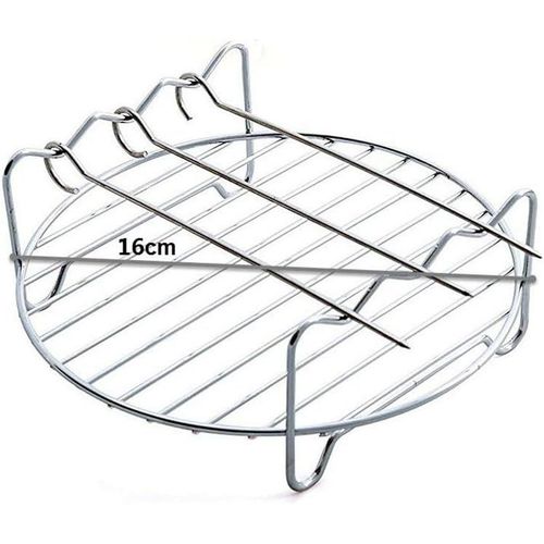 Support de friteuse  air-HD9904/00-Double couche-Grille de friteuse  air avec brochettes-Accessoires multifonctions en acier inoxydable-Compatible avec friteuse  air comprim et plus.[K6]