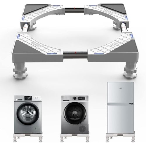 Support de Machine  Laver Base pour Frigo Lave-linge Sche-linge 45cm-67cm Hauteur Rglable 6.5-9 cm Charge 300 kg avec l'Effet de Rduiction du Bruit 4 pieds en PP acier inoxydable