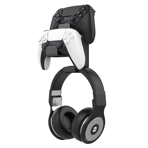 Support De Manette De Jeu, Support Universel Compatible Avec Ps3, Ps4, Ps5, Pc, Steam, Switch, Support 3 En 1 Mural En Alliage D'aluminium Pour Contrleur De Jeu Et Casques - Noir