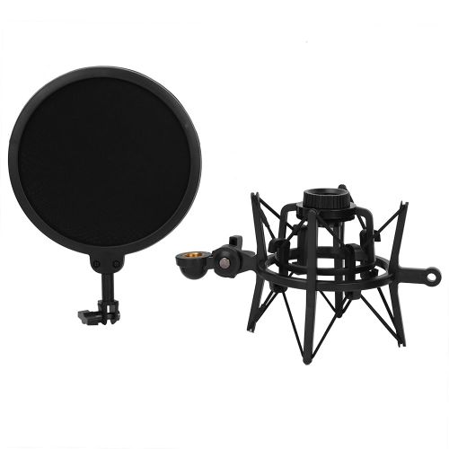 Support de microphone a condensateur portable pour studio de diffusion, filet anti-projections, porte-gobelet haut