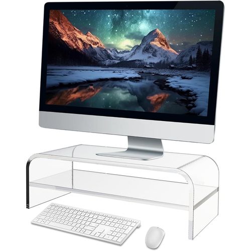 Support de moniteur  2 niveaux en acrylique,table en acrylique,rehausseur de bureau pour ordinateur portable,crans,ordinateur,notebook,bureau surlev (39 x 20 x 12,6 cm)
