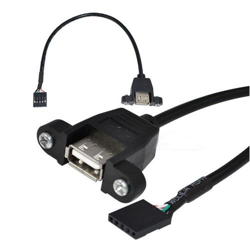Support De Panneau Usb Type A Femelle Avec Adaptateur  Vis Pour Dupont 2.54/5 Broches, Cble D'extension De Donnes Pour Imprimante Et Carte Mre Pc Diy 30cm