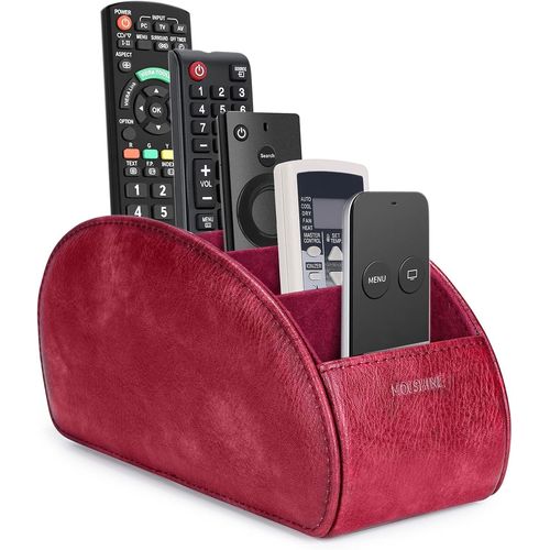 Support De Tlcommande Avec 5 Compartiments,Bote De Rangement En Cuir Pu Pour Tlcommande Tv, Contrleurs De Chauffage,Lecteur Multimdia, Fournitures De Bureau (Sombre Rouge)