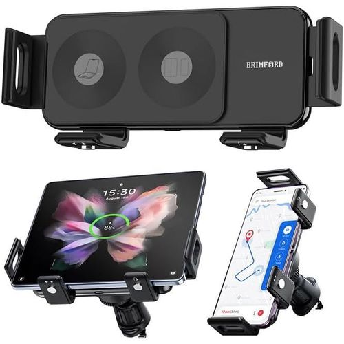 Support De Tlphone Pour Voiture  Double Bobine, Chargeur Sans Fil Voiture Qi 15w, Compatible Avec Samsung Galaxy Z Fold/Flip 6/5/4/3, Support De Capteur De Tlphone Portable Po[Car783688]