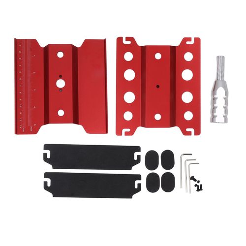 Support de travail pour voiture telecommandee, station de reparation en aluminium, table de reparation de modele avec echelle precise, rotation a 360 degres, rouge