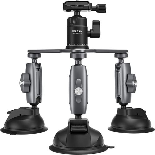 Support de Voiture Triple Ventouse pour Hero 13 12 1110 9 8 DJI Osmo Action Pocket Insta360 appareils Photo Reflex numriques avec tte filete 1/4 360 degrs Trpied  rotule