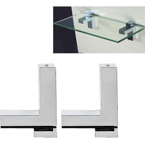 Support Dtagre Rglable En Bois/Verre, Angle De Clip De Support Dtagre En Alliage De Zinc Chrom Poli, Compatible Avec Les tagres De 3  36 Mm Dpaisseur, Verre Mural Sup