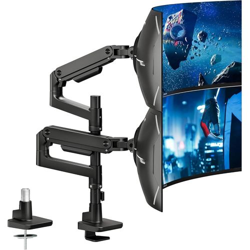 Support cran PC 2 cran pour 17  49 Pouces,Ressort  Gaz Rglable en Hauteur Bras Double avec Incline Pivote et Tourne,Capacit de Charge2-20kg,VESA 75/100 mm,Noir