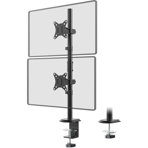 Support Ecran PC 2 Ecran pour Moniteurs de 17  32 Pouces,Poteau Vertical Extra Haut de 80 cm,Charge Maximale de 9 kg par Bras,avec Fonction Pivotante et Inclinaison,VESA 75/100mm