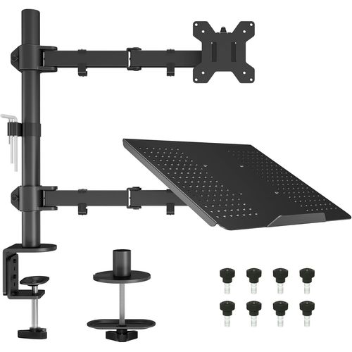 Support Ecran Pc Avec Plateau Pour Ordinateur Portable Pour Moniteurs 13-27 Pouces Et Ordinateur Portable Jusqu' 17
