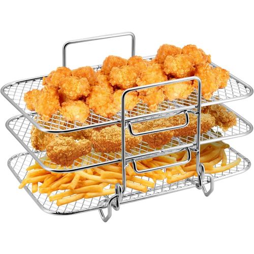 Support empilable pour friteuse  air comprim Ninja  double air,support de dshydrateur  3 couches en acier inoxydable pour four Ninja four micro-ondes rtissage