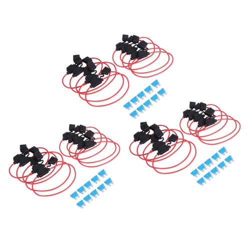 Support Fusible Intgr Atc / Ato Ajouter Un Circuit de Voiture 30 Pack Adaptateur Tap 16 Jauge 20Amp Lame avec Pcs Fusibles Standard 15 Amp