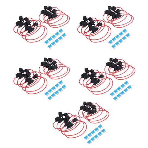 Support Fusible Intgr Atc / Ato Ajouter Un Circuit de Voiture 50 Pack Adaptateur Tap 16 Jauge 20Amp Lame avec Pcs Fusibles Standard 15 Amp