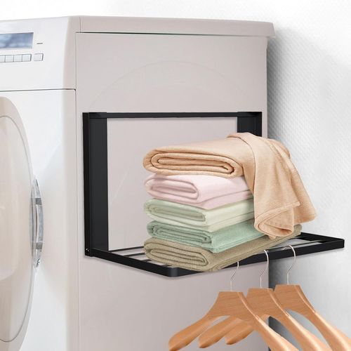 Support Machine a Laver,kit Superposition magntique Lave Linge seche Linge Universel,Pliable Support Machine a Laver,Meuble de Rangement Machine a Laver,40.5 * 25cm,Noir.[K368]