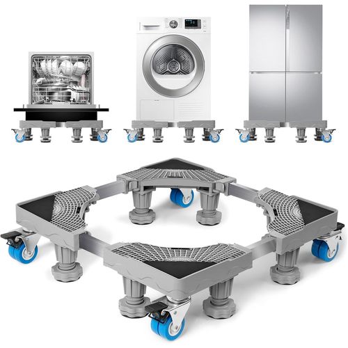 Support Machine A Laver Seche Linge 8 Pieds 4 Roulettes, Socle Machine A Laver Rglable 41-66Cm, Socle Lave Linge Absorption Des Chocs Antidrapante (Capacit Portante 400 Kg)[MAC0723]
