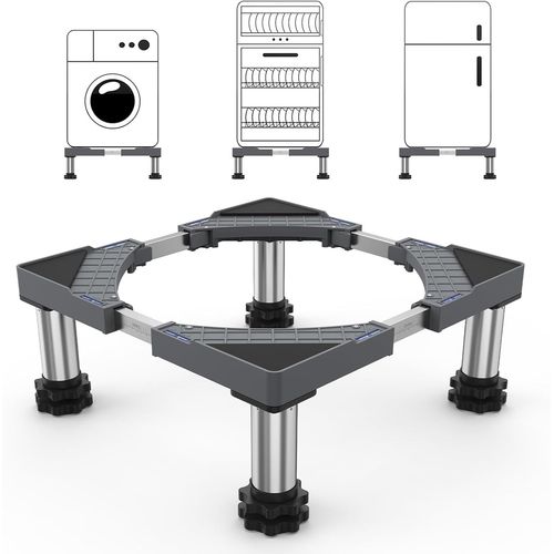 Support Machine  Laver Socle Linge Base De Rfrigrateur Pour Sche-Linge Frigo Lave-Linge Largeur Rglable 45-65Cm Charge 200Kg Avec 4 Pieds(Gris)[MAC1182]