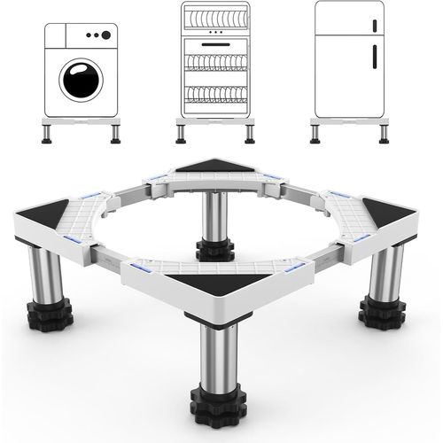 Support Machine  Laver Socle Linge Base de Rfrigrateur pour Sche-linge Frigo Lave-linge Largeur Rglable 45-65cm Charge 200kg avec 4 Pieds(Noir)