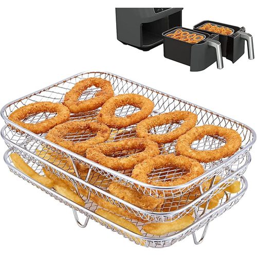 Support multifonction pour friteuse  air, trois niveaux, empilable, compatible avec la friteuse sans huile double zone Ninja Foodi [AF400EU]/[AF300EU], accessoire pour friteuse  air