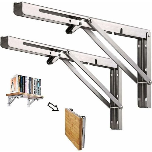 Support mural pliable de 200 mm, 2 supports de console pliables en acier inoxydable, cadre de support de garage, support robuste pour cuisine et chambre  coucher