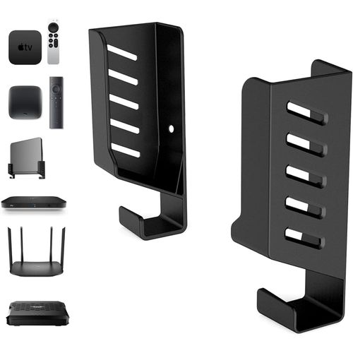 Support Mural Universel Pour Tv Box/Routeur/Commutateurs Rseau/Modems, Compatible Avec Tp-Link, Mi Box, Apple Tv, Sky Q, tagre Murale Pour Dispositifs paisseur < 4Cm, Noir[Audio809]