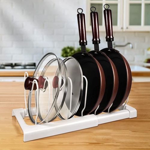 Support Porte Casseroles En Acier - 7 Compartiments Reglables