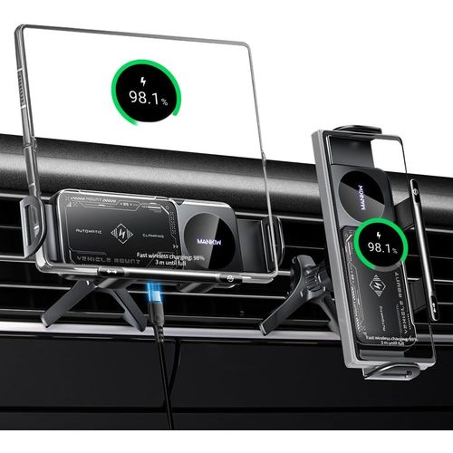 Support Tlphone Voiture Pour Galaxy Z Fold 6 5 4 3, Magic V3 V2, Mate X6 X5 X4, Charge Rapide  Double Bobine 15w Avec Rotation Automatique 90[Car780447]