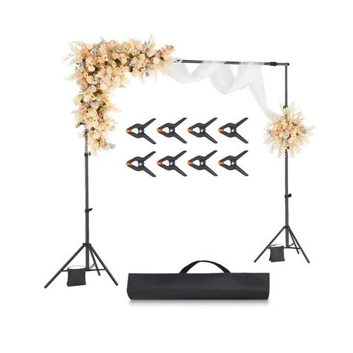 Support Toile de Fond-VEVOR-213 x 300 cm-Kit Support Fond Photo Rglable-Portable-avec 3 Barres Transversales