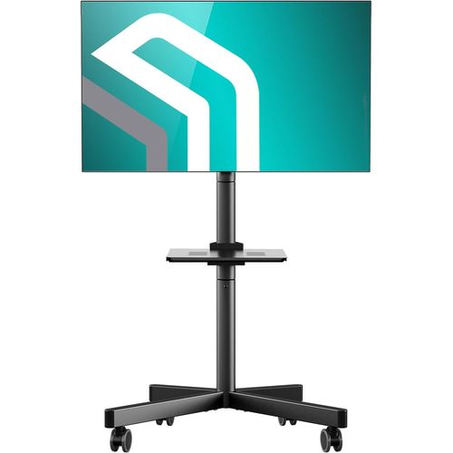 Support Tv Roulettes Avec Etagere Pour 23-60 Pouces Tv, Ecran Sur Pied Mobile Poids De 40 Kg - Meuble Tv Roulettes Vesa 100X100