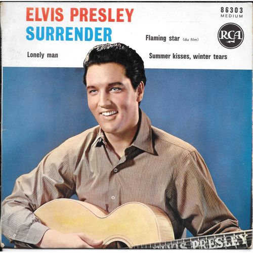 Surrender +3. 1er Pressage 03/61 Et 05/61 Label Bleu Fonc Avec Lignes Biem A Gauche Et Lettre M Dans 5r61m185/86 - Elvis Presley