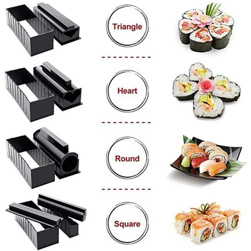 Sushi Maker Kit 11 Pices Outil De Sushi Making En Plastique Avec 8 Formes Moule De Rouleau Riz  Sushi Avec Fourchette Spatule Diy Kit De Sushi