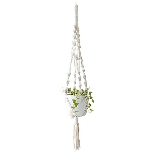 Suspension Pour Pot De Fleurs En Macram Blanc Cass Goodhome