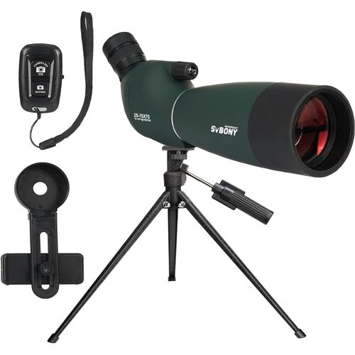 Sv28plus Longue-Vue Pour Observation Des Oiseaux,25-75x70mm Avec Contrleur Sans Fil,Bak4 A5 Rouge Vin Fmc Scopes,Digiscoping Adaptateurs Pour Faune Tir  L'arc Astronomie