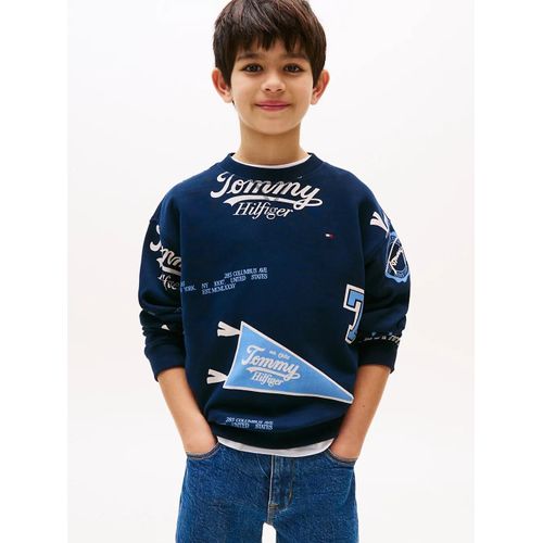 Sweat  Motif Logo All Over Printed Sweatshirt/Dark Blue - 140 Cm