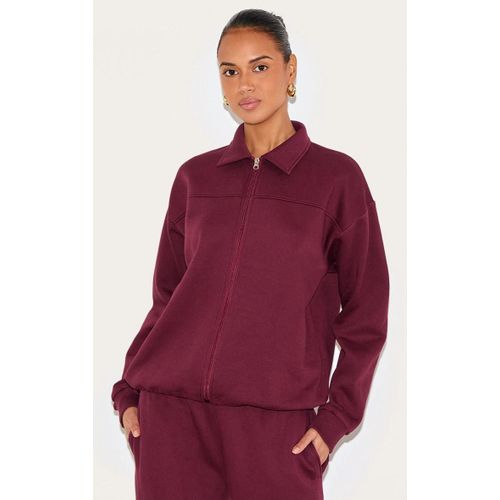 Sweat Bordeaux  Col Repli Et Zip, Bordeaux