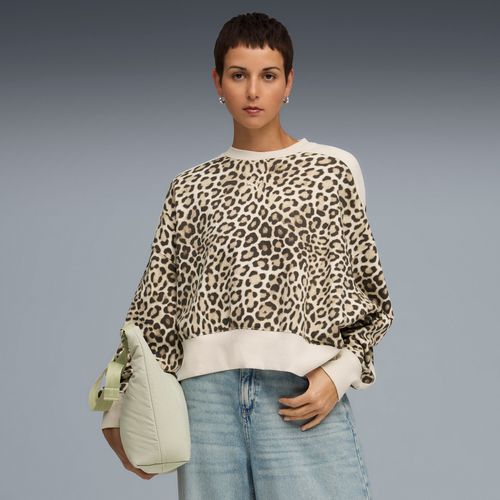 Sweat Oversize  Col Rond Et Motif Lopard T7 Luxe Femme