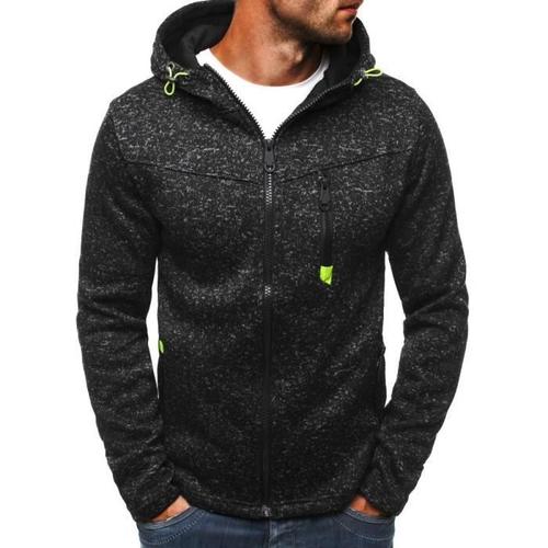 Sweat-Shirt  Capuche Homme Zipp Hommes Veste  Capuche Sweat-Shirt Manche Longue Casual Hoodies Automne Et Hiver Outwear Noir