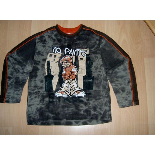 Sweat Shirt Manches Longues Col Rond Vert Clair Et Fonc Motif No Panic Jeune Garon Avec Capuche Here & There C&a Taille 8 Ans