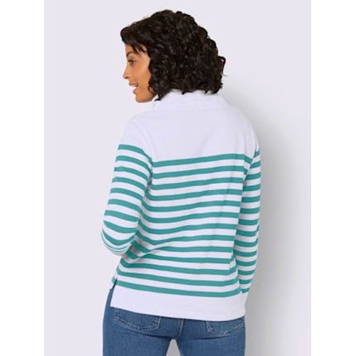 Sweatshirt 50% Coton - Collection L - Blanc-Ocan  Rayures Fines