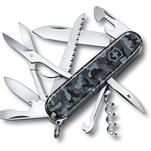 Swiss Army Knife, Couteau De Poche Suisse, Lger, Multitool, 15 Fonctions, Grand Lame, Tire Bouchon, Ouvre Boite, Navy Camouflage