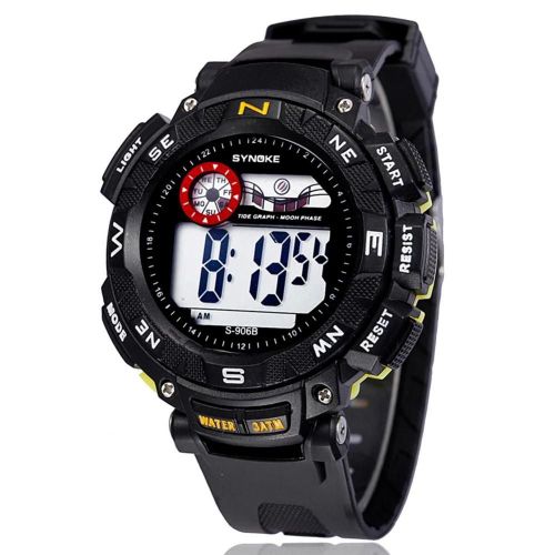 Synoke Montre lectronique Multifonctionnelle Montre-Bracelet  Affichage Numrique tanche (Noir + Jaune)