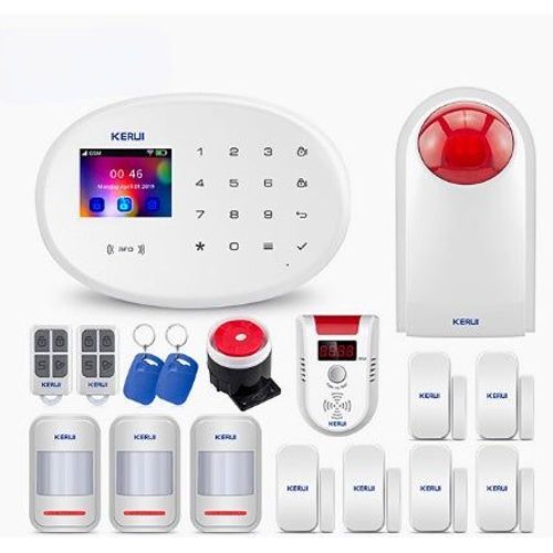 Systme D'alarme De Scurit Domestique Intelligent Wifi Gsm Avec cran Tactile Tft De 2,4pouces App Control Capteur Sans Fil Dtecteur De Fume Antivol, Armement / Dsarmement Programm (8 Groupes)