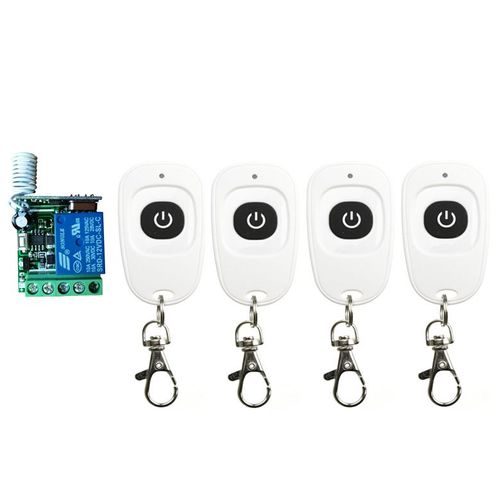 Systme de commutateur de mini tlcommande sans fil DC 12 v, 1 rcepteur + 4 transmetteurs peuvent retarder 20 secondes