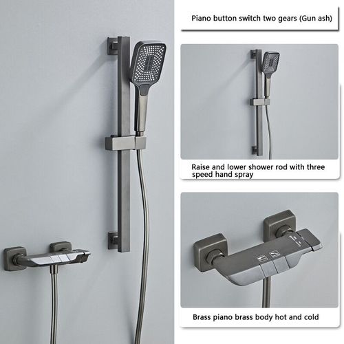 Systme De Douche Moderne Avec Affichage Numrique,Ensemble Complet Gris,Piano  2 Voies,Ensemble De Douche Hoshower,Baignoire Murale En Laiton 3 Fonction De Levage Sans - Type Grey 2 Way With Rod