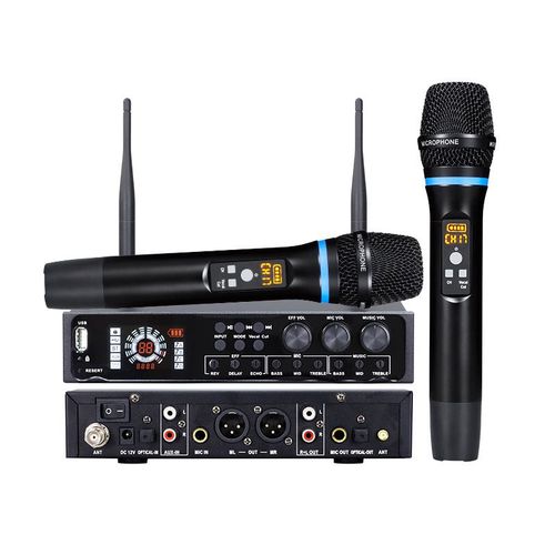 Systme de microphone sans fil tout-en-un avec Bluetooth pour mariage, karaok Le noir